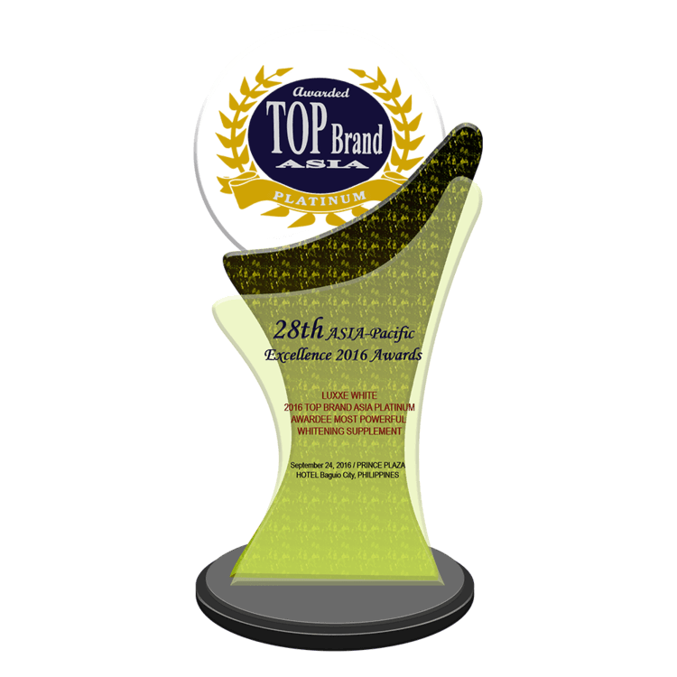 Luxxe White 2016 Top Brand Asia Platinum Awardee Most Powerful Whitening Supplement
