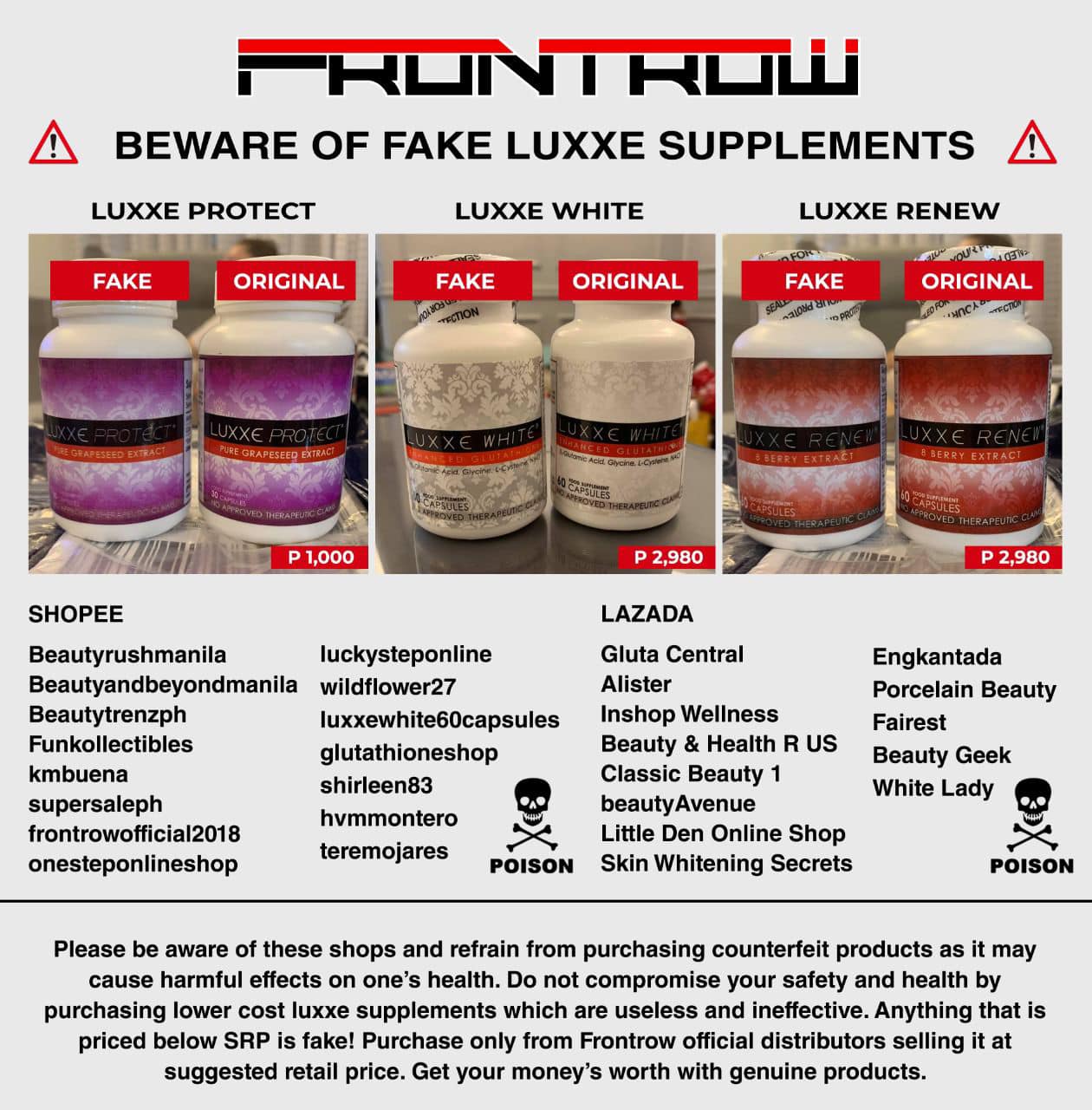 A Guide To Know Fake Frontrow Luxxe Products