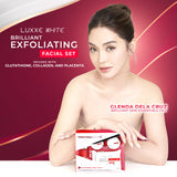 Luxxe White Brilliant Exfoliating Facial Set Infused with Glutathione, Collagen, and Placenta