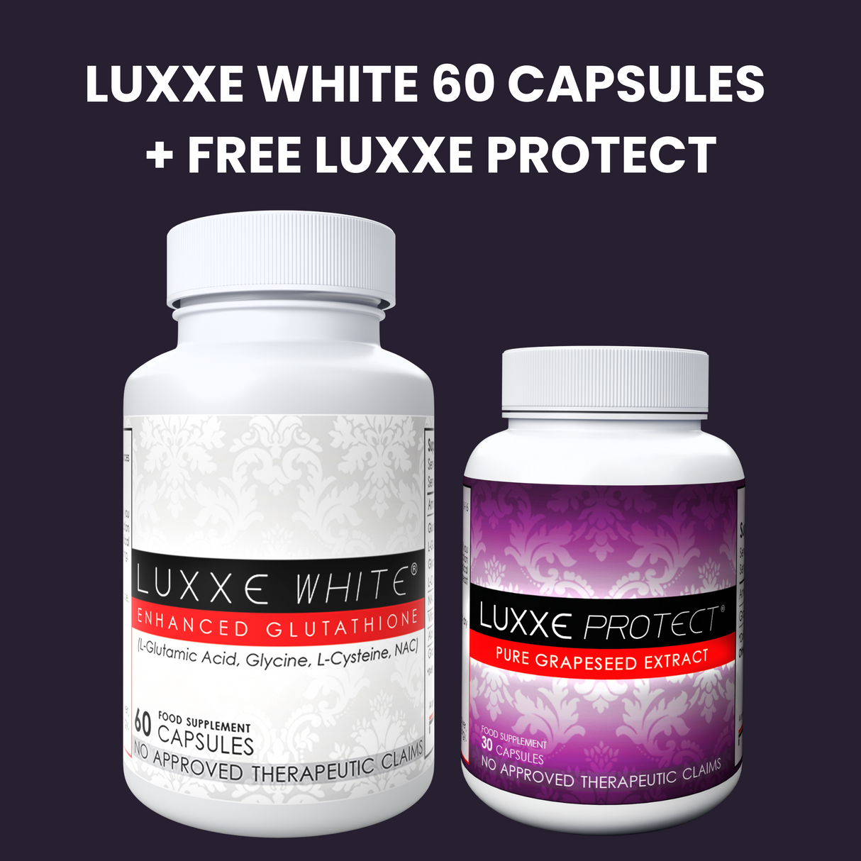 Luxxe White Glutathione 60 Capsules + Free Protect or Soaps, Coffee, Collagen