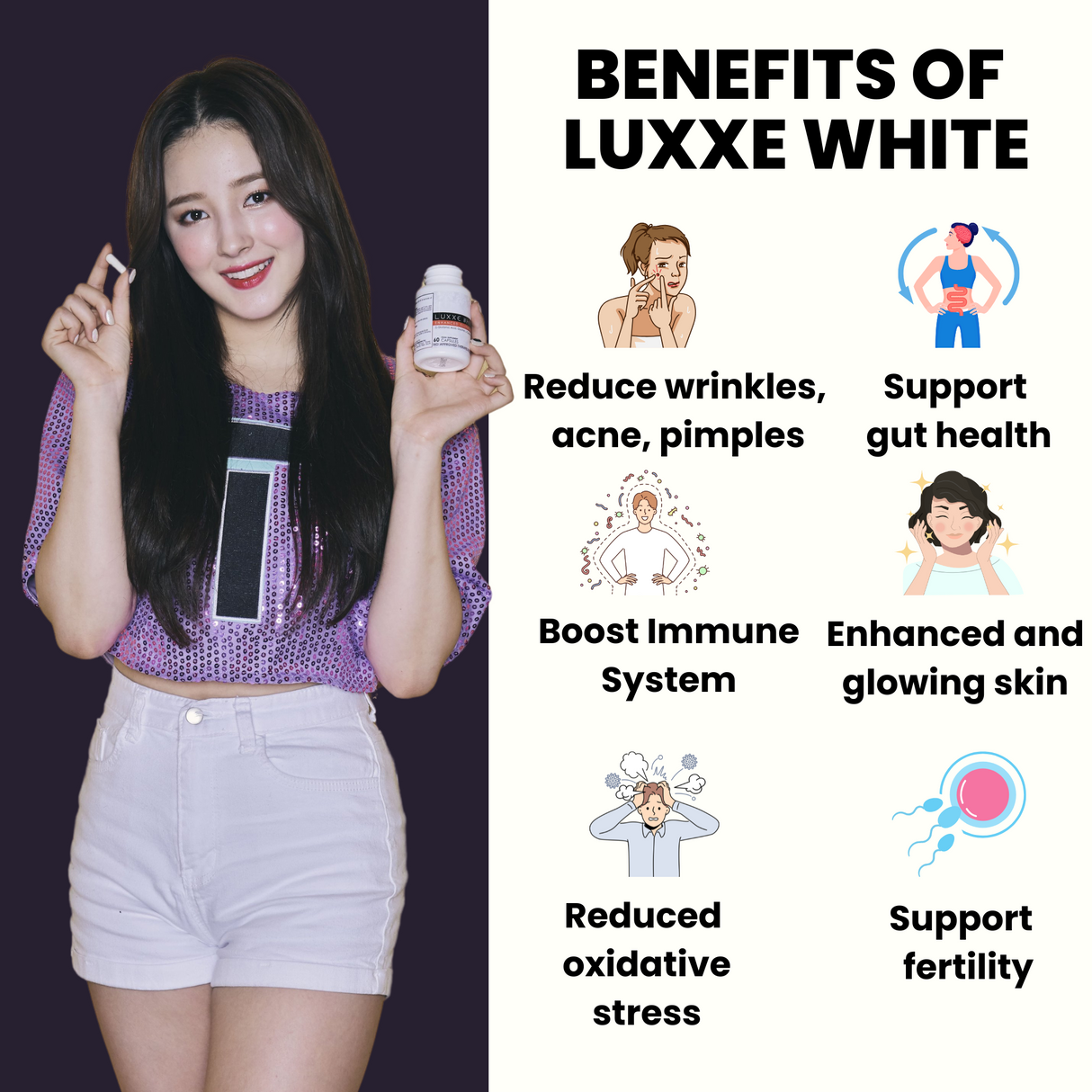 Luxxe White Glutathione Supplement 60 Capsules + Free 2 pcs 01 Skin Whitening Bar