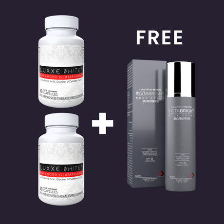 Luxxe White 2 Bottles + Free Instabright Body Creme